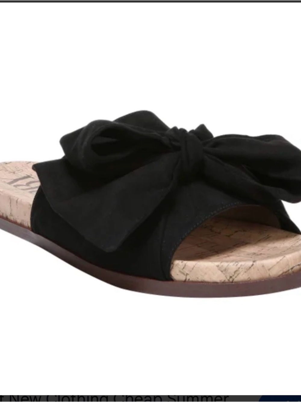 Sam & Libby Black Knot Slide Sandals with Cork-Effect Footbed